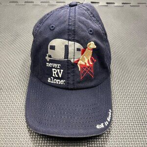 Dog Is Good Navy "Never RV Alone" Adjustable Baseball Cap With Embroidered Dog &